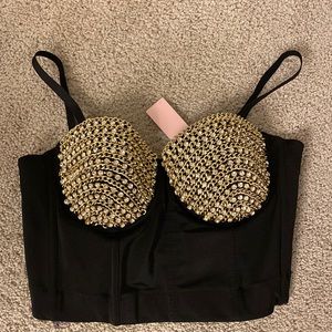 Beautiful Rhinestone and Chain Bustier